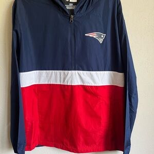 Men’s M Red/White/Navy New England Patriots NFL Team Apparel Quarter Zip Jacket